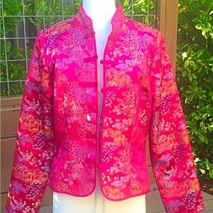 Beautiful hot pink satin Asian inspired blazer